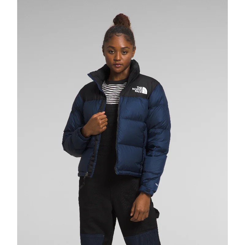 The North Face Women's 1996 Retro Nuptse Jacket in Summit Navy TNF Black Nylon Fabric Polyester Fabric Spandex Fabric The North Face Women's 1996 Retro Nuptse Jacket in Summit Navy TNF Black Nylon Fabric Polyester Fabric Spandex Fabric