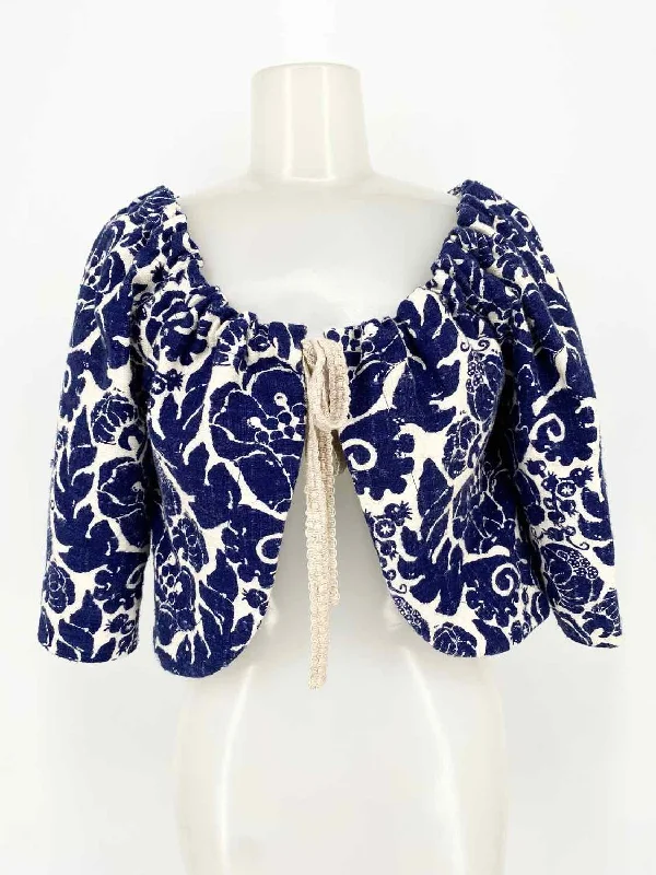 Trina Turk Women's Blue/Cream Short Sleeve Print Crop Size S Jacket Quilted Jacket Puffer Jacket Insulated Jacket Trina Turk Women's Blue/Cream Short Sleeve Print Crop Size S Jacket Quilted Jacket Puffer Jacket Insulated Jacket