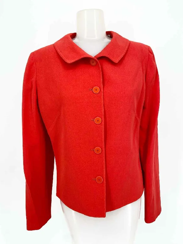 Valentino Boutique Women's Red Collared Silk Italy Size 10 Jacket Tailored Jacket Straight Jacket A-Line Jacket Valentino Boutique Women's Red Collared Silk Italy Size 10 Jacket Tailored Jacket Straight Jacket A-Line Jacket
