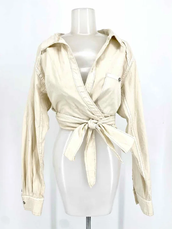 We The Free Women's White Tie Front Cotton Size M Jacket Collared Jacket Crew Neck Jacket Turtle Neck Jacket We The Free Women's White Tie Front Cotton Size M Jacket Collared Jacket Crew Neck Jacket Turtle Neck Jacket