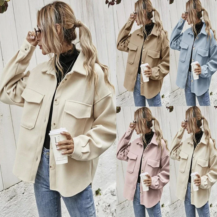Winter Coat Women Lapel Single-breasted Thickened Solid Color Jacket Woolen Loose Short Coat For Women Fashion Outwear Clothing Nylon Jacket Polyester Jacket Spandex Jacket Winter Coat Women Lapel Single-breasted Thickened Solid Color Jacket Woolen Loose Short Coat For Women Fashion Outwear Clothing Nylon Jacket Polyester Jacket Spandex Jacket