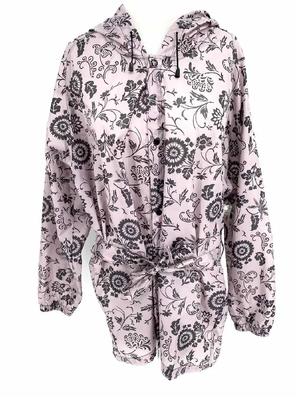 Women's Rain Purple/Black hoodie Button Down Jacket Welt Pockets Slit Pockets Flap Pockets Women's Rain Purple/Black hoodie Button Down Jacket Welt Pockets Slit Pockets Flap Pockets