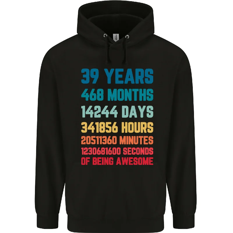 39th Birthday 39 Year Old Mens 80% Cotton Hoodie Hoodie with Tie-Dye Psychedelic Retro