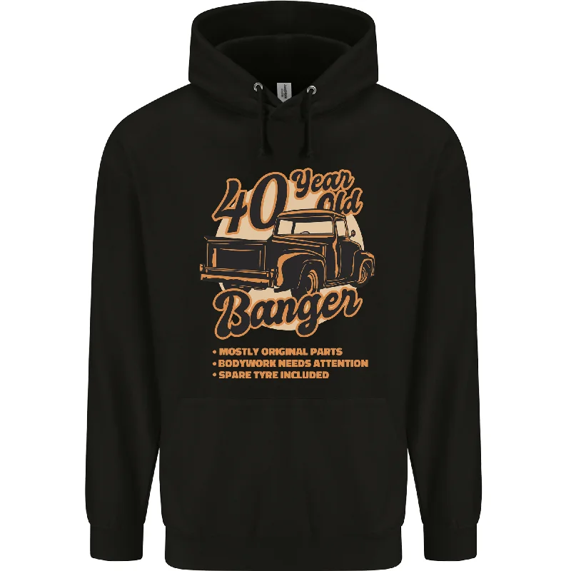 40 Year Old Banger Birthday 40th Year Old Mens 80% Cotton Hoodie Hoodie with Hem Contrast Bold Stylish