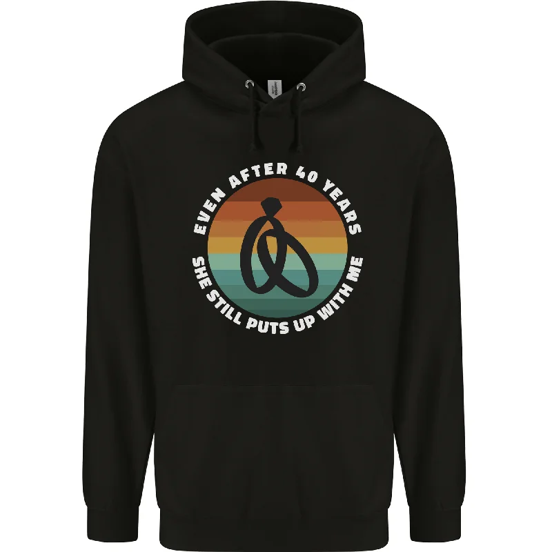 40 Year Wedding Anniversary 40th Marriage Mens 80% Cotton Hoodie Hoodie with Frayed Bohemian Relaxed 40 Year Wedding Anniversary 40th Marriage Mens 80% Cotton Hoodie Hoodie with Frayed Bohemian Relaxed