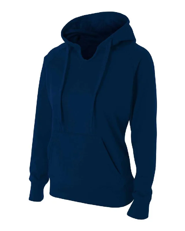 A4 NW4245 Womens Tech Fleece Hoodie - Navy Hoodie with Hem Drawcord Adjustable Customizable A4 NW4245 Womens Tech Fleece Hoodie - Navy Hoodie with Hem Drawcord Adjustable Customizable