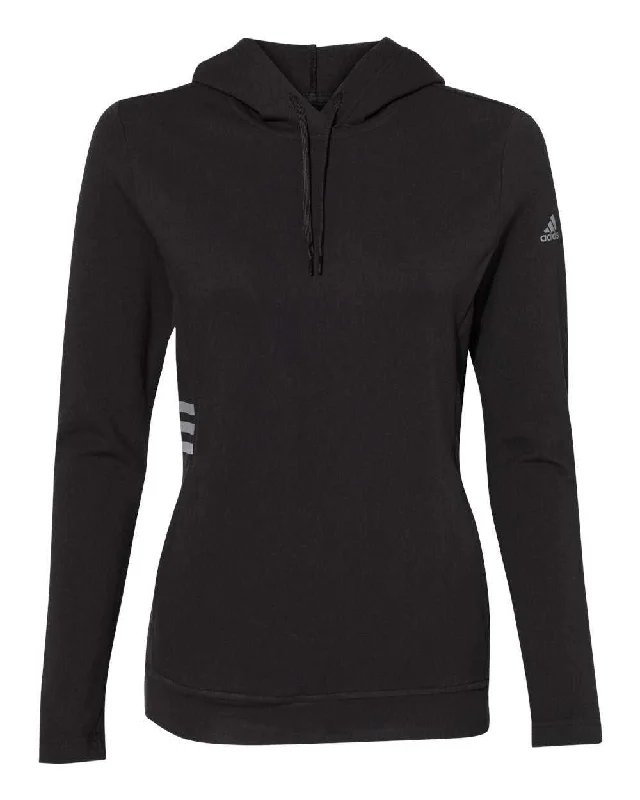 Adidas A451 Women's Lightweight Hooded Sweatshirt - Black Graphic Hoodie Design Print Adidas A451 Women's Lightweight Hooded Sweatshirt - Black Graphic Hoodie Design Print