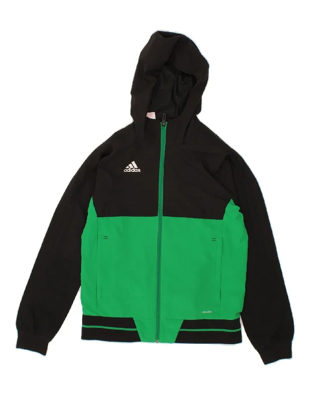 ADIDAS Boys Climalite Zip Hoodie Sweater 11-12 Years Green Colourblock Hoodie with Set-In Sleeves Structured Classic ADIDAS Boys Climalite Zip Hoodie Sweater 11-12 Years Green Colourblock Hoodie with Set-In Sleeves Structured Classic