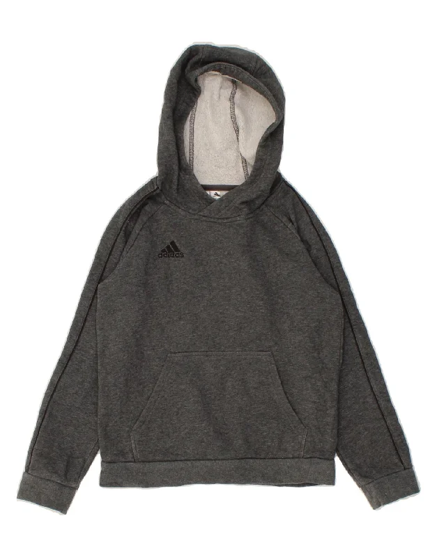 ADIDAS Boys Hoodie Jumper 9-10 Years Grey Cotton Hoodie with Longline Fit Extended Stylish ADIDAS Boys Hoodie Jumper 9-10 Years Grey Cotton Hoodie with Longline Fit Extended Stylish