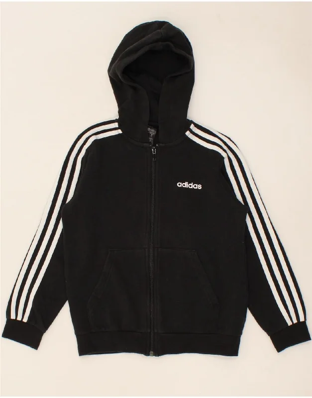 ADIDAS Boys Zip Hoodie Sweater 9-10 Years Black Cotton Hoodie with Drop Shoulder Relaxed Streetwear ADIDAS Boys Zip Hoodie Sweater 9-10 Years Black Cotton Hoodie with Drop Shoulder Relaxed Streetwear