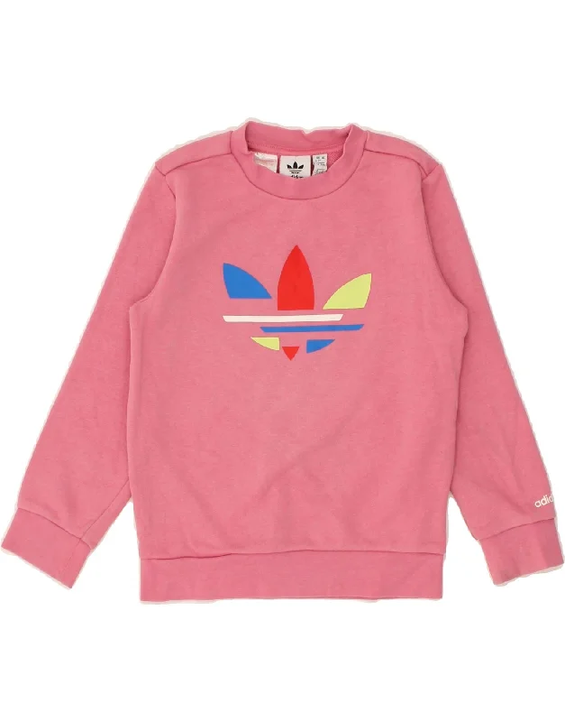 ADIDAS Girls Graphic Sweatshirt Jumper 6-7 Years Pink Cotton Hoodie with Half-Zip Sporty Casual ADIDAS Girls Graphic Sweatshirt Jumper 6-7 Years Pink Cotton Hoodie with Half-Zip Sporty Casual