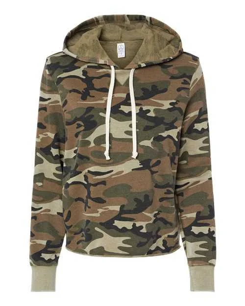 Alternative 8628 Womens Day Off Mineral Wash French Terry Hooded Sweatshirt - Camo New Hoodie with Patch Decorative Personalized Alternative 8628 Womens Day Off Mineral Wash French Terry Hooded Sweatshirt - Camo New Hoodie with Patch Decorative Personalized