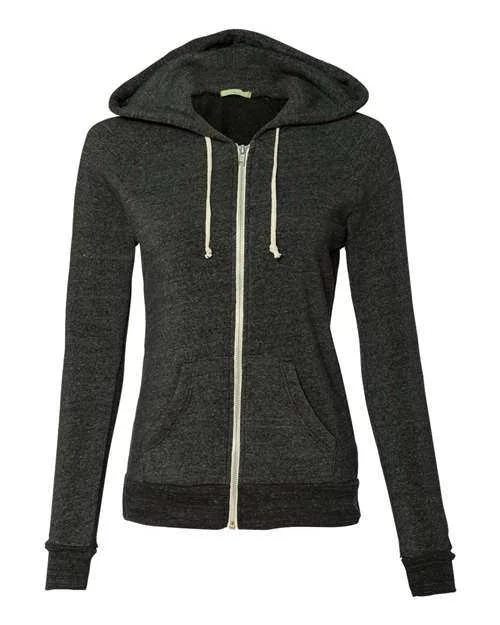 Alternative 9573 Womens Adrian Eco-Fleece Full-Zip Hooded Sweatshirt - Eco Black Hoodie with Pattern Geometric Abstract Alternative 9573 Womens Adrian Eco-Fleece Full-Zip Hooded Sweatshirt - Eco Black Hoodie with Pattern Geometric Abstract