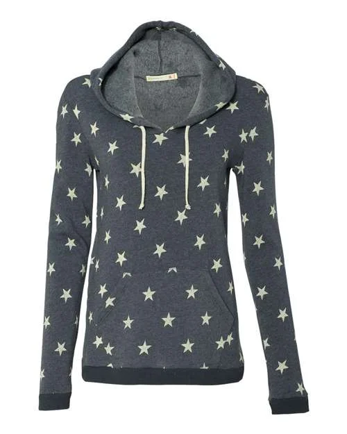 Alternative 9596 Womens Athletics Eco-Fleece Hooded Sweatshirt - Stars Hoodie with Lace Feminine Delicate Alternative 9596 Womens Athletics Eco-Fleece Hooded Sweatshirt - Stars Hoodie with Lace Feminine Delicate