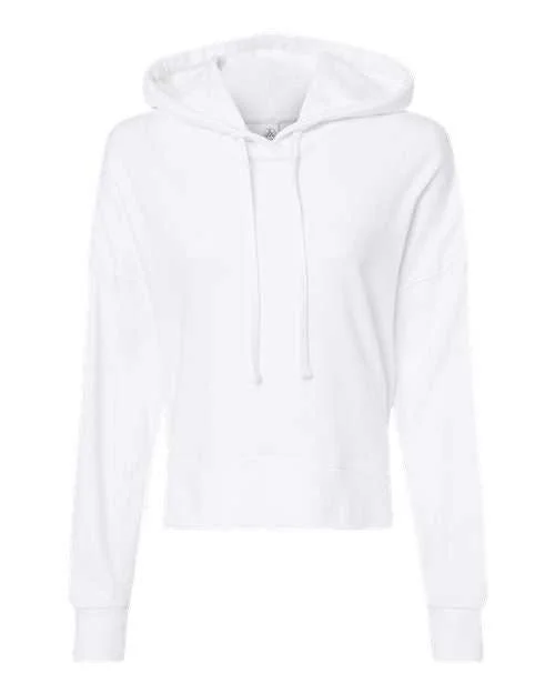 Alternative 9906ZT Women's Eco-Washed Terry Hooded Sweatshirt - White Hoodie with Pastel Soft Subtle Alternative 9906ZT Women's Eco-Washed Terry Hooded Sweatshirt - White Hoodie with Pastel Soft Subtle