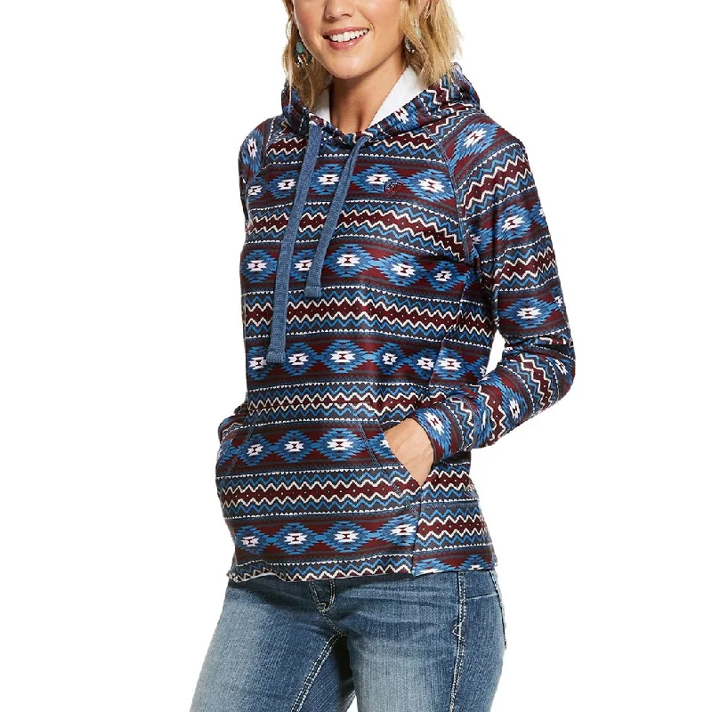 Ariat Conquest Aztec Print Womens Hoodie Hoodie with Set-In Sleeves Structured Classic Ariat Conquest Aztec Print Womens Hoodie Hoodie with Set-In Sleeves Structured Classic