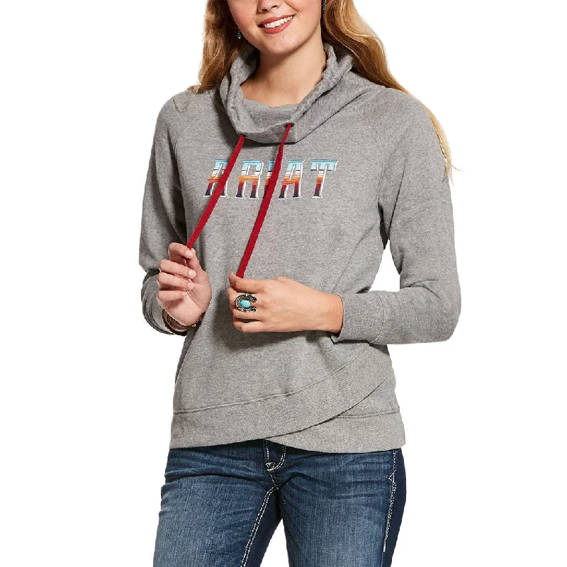 Ariat R.E.A.L. Serape Heather Grey Womens Hoodie Hoodie with Rolled Sleeves Casual Relaxed Ariat R.E.A.L. Serape Heather Grey Womens Hoodie Hoodie with Rolled Sleeves Casual Relaxed