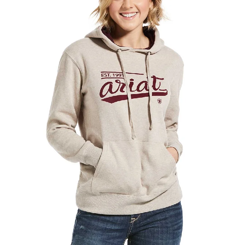 Ariat Women's R.E.A.L Varsity Logo Hoodie Hoodie with Hem Raw Edge Edgy Unfinished