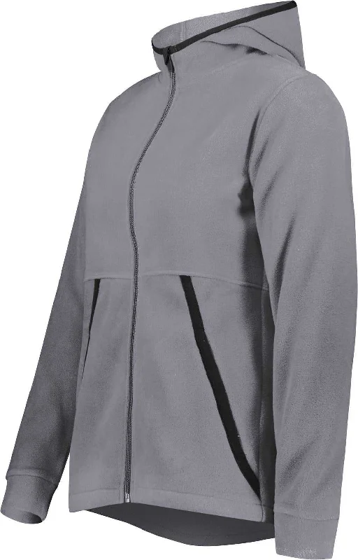 Augusta 6860 Ladies Chill Fleece 2.0 Full Zip Hoodie - Graphite Hoodie with Half-Zip Sporty Casual Augusta 6860 Ladies Chill Fleece 2.0 Full Zip Hoodie - Graphite Hoodie with Half-Zip Sporty Casual