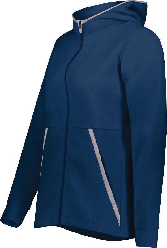 Augusta 6860 Ladies Chill Fleece 2.0 Full Zip Hoodie - Navy Hoodie with Snap Buttons Easy Quick Augusta 6860 Ladies Chill Fleece 2.0 Full Zip Hoodie - Navy Hoodie with Snap Buttons Easy Quick