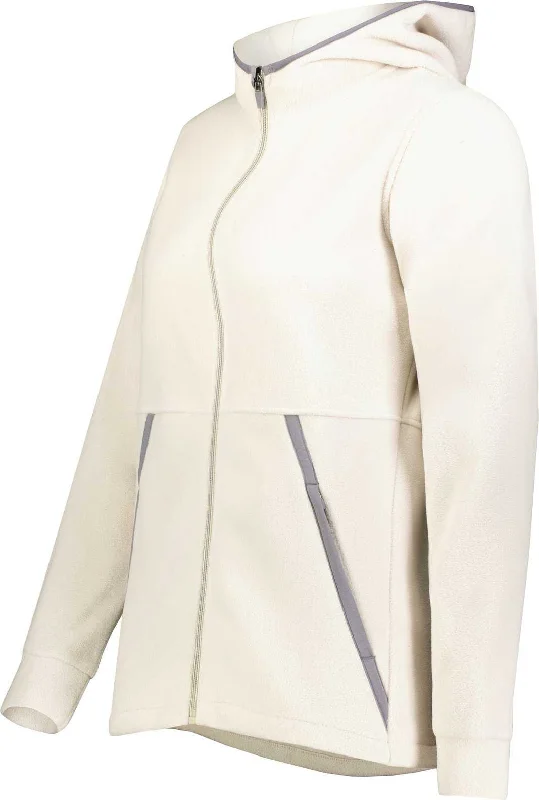 Augusta 6860 Ladies Chill Fleece 2.0 Full Zip Hoodie - Oyster Hoodie with Elastic Waist Stretchable Comfortable Augusta 6860 Ladies Chill Fleece 2.0 Full Zip Hoodie - Oyster Hoodie with Elastic Waist Stretchable Comfortable