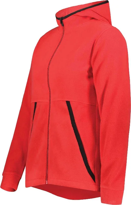 Augusta 6860 Ladies Chill Fleece 2.0 Full Zip Hoodie - Scarlet Hoodie with Tied Waist Feminine Flattering Augusta 6860 Ladies Chill Fleece 2.0 Full Zip Hoodie - Scarlet Hoodie with Tied Waist Feminine Flattering