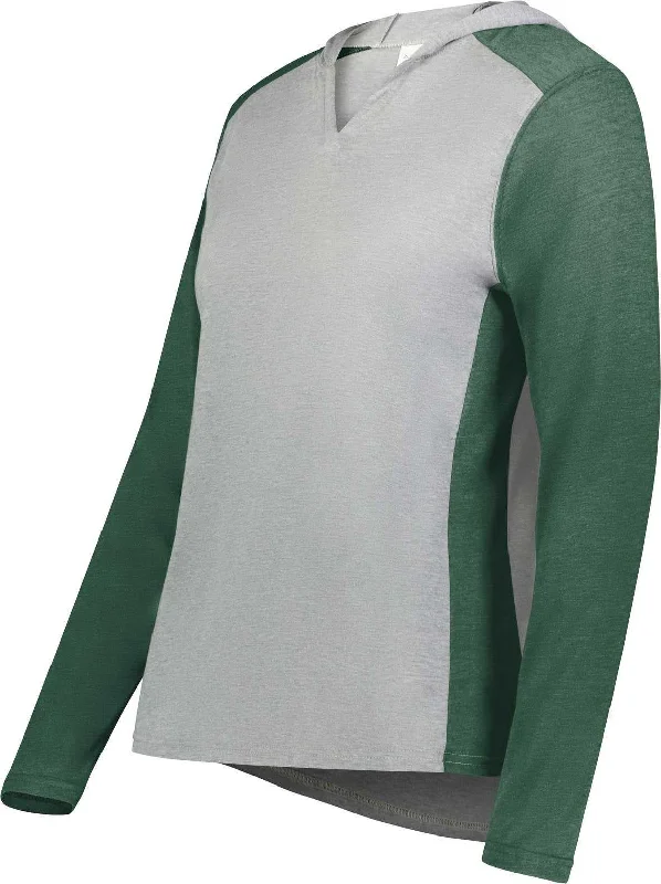 Augusta 6902 Ladies Gameday Vintage Hoodie - Gray Heather Dark Green Heather Hoodie with Stripes Bold Sporty Augusta 6902 Ladies Gameday Vintage Hoodie - Gray Heather Dark Green Heather Hoodie with Stripes Bold Sporty