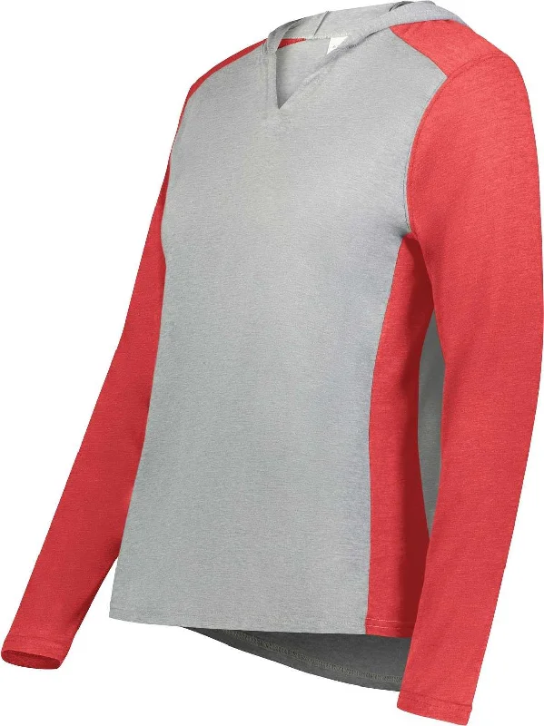 Augusta 6902 Ladies Gameday Vintage Hoodie - Gray Heather Scarlet Heather Hoodie with Mesh Breathable Sporty Augusta 6902 Ladies Gameday Vintage Hoodie - Gray Heather Scarlet Heather Hoodie with Mesh Breathable Sporty