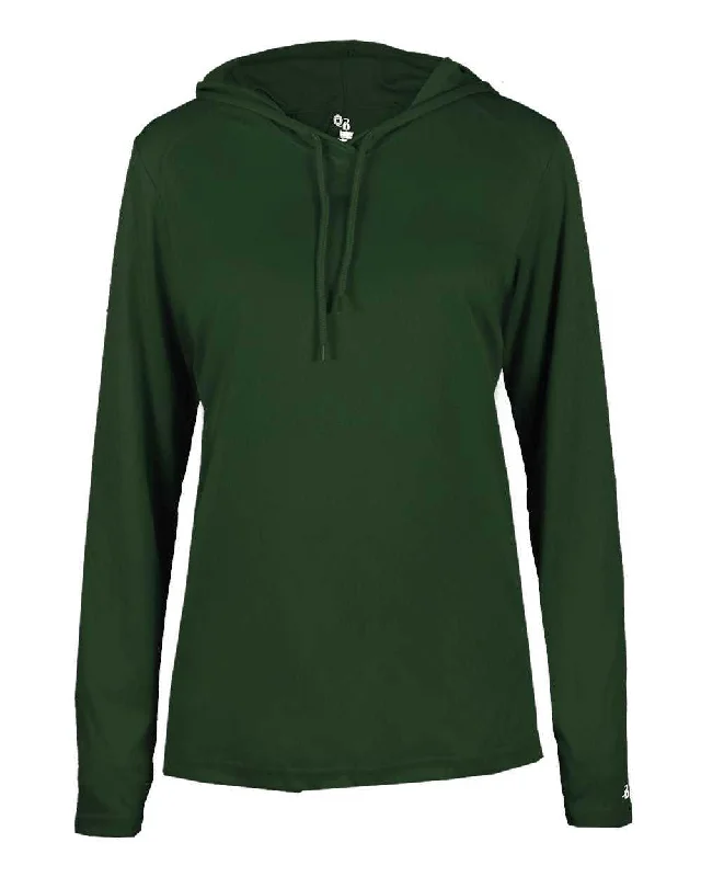 Badger Sport 4165 B-Core Long Sleeve Ladies Hoodie Tee - Forest