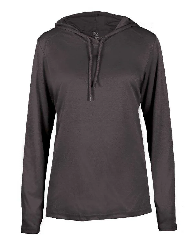 Badger Sport 4165 B-Core Long Sleeve Ladies Hoodie Tee - Graphite