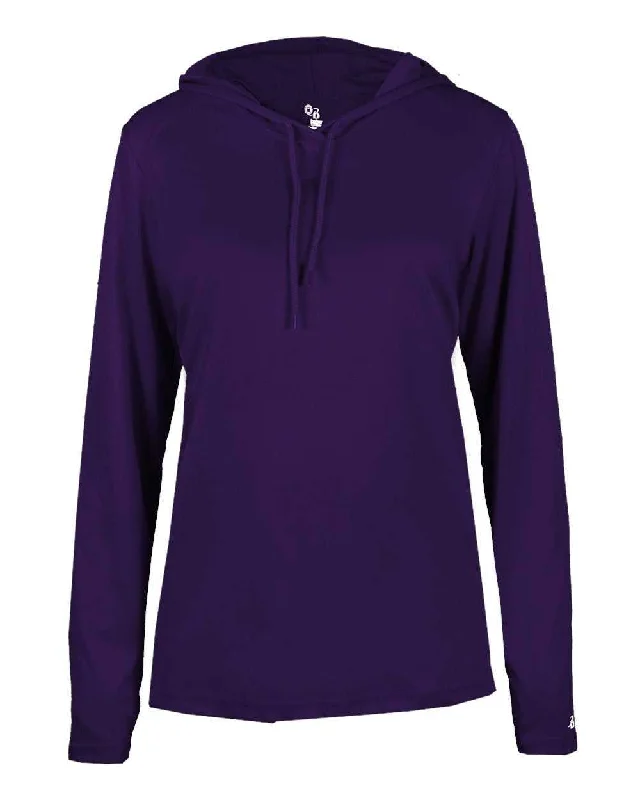 Badger Sport 4165 B-Core Long Sleeve Ladies Hoodie Tee - Purple