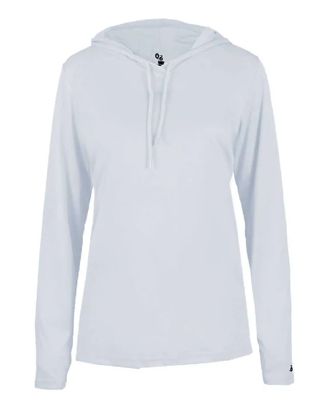 Badger Sport 4165 B-Core Long Sleeve Ladies Hoodie Tee - Silver