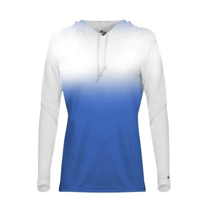 Badger Sport 4208 Ombre Women's Hoodie Tee - Royal White