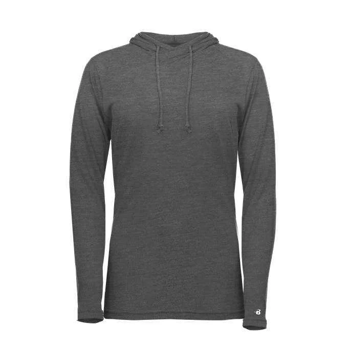 Badger Sport 496500 Tri-Blend Surplice Women's Hoodie Tee - Black Heather