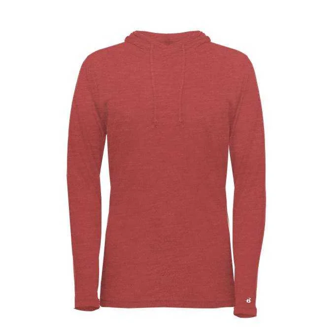 Badger Sport 496500 Tri-Blend Surplice Women's Hoodie Tee - Red Heather