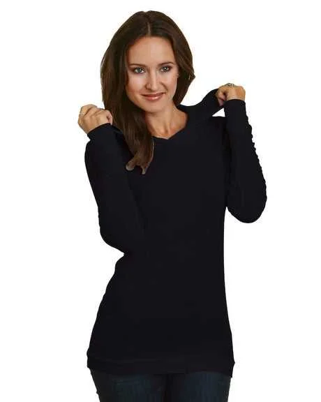 Bayside 3425 Women's USA-Made Soft Thermal Hoodie - Black