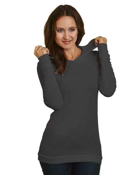 Bayside 3425 Women's USA-Made Soft Thermal Hoodie - Charcoal