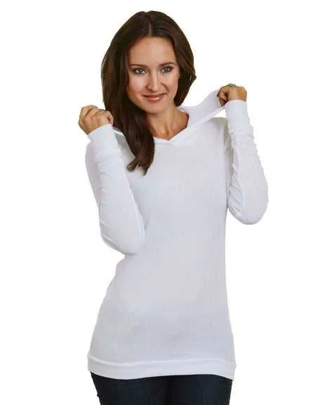 Bayside 3425 Women's USA-Made Soft Thermal Hoodie - White