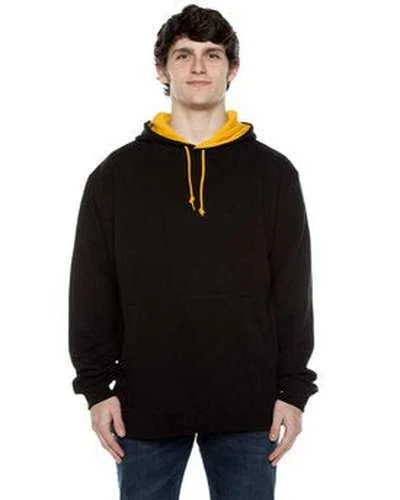 Beimar F1023 Unisex 10 oz 80 20 Poly Cotton Contrast Hood Sweatshirt - Black Gold