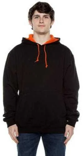 Beimar F1023 Unisex 10 oz 80 20 Poly Cotton Contrast Hood Sweatshirt - Black Orange