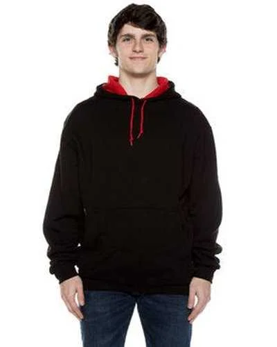 Beimar F1023 Unisex 10 oz 80 20 Poly Cotton Contrast Hood Sweatshirt - Black Scarlet