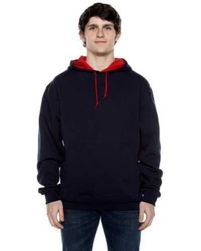 Beimar F1023 Unisex 10 oz 80 20 Poly Cotton Contrast Hood Sweatshirt - Deep Navy Scarlet