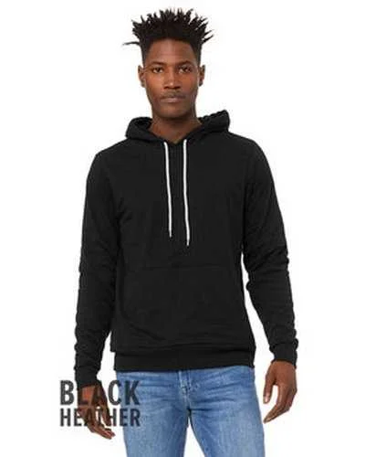 Bella + Canvas 3719 Unisex Sponge Fleece Pullover Hooded Sweatshirt - Black Heather