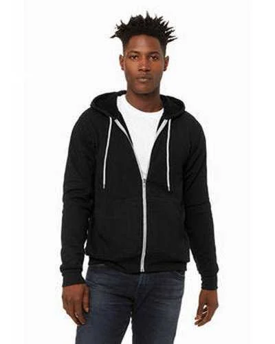 Bella + Canvas 3739 Unisex Poly-Cotton Fleece Full-Zip Hooded Sweatshirt - Black Heather