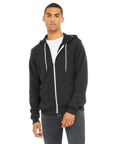 Bella + Canvas 3739 Unisex Poly-Cotton Fleece Full-Zip Hooded Sweatshirt - Dark Gray