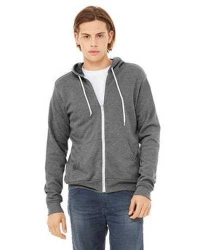 Bella + Canvas 3739 Unisex Poly-Cotton Fleece Full-Zip Hooded Sweatshirt - Deep Heather