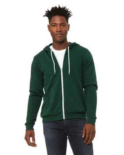 Bella + Canvas 3739 Unisex Poly-Cotton Fleece Full-Zip Hooded Sweatshirt - Forest