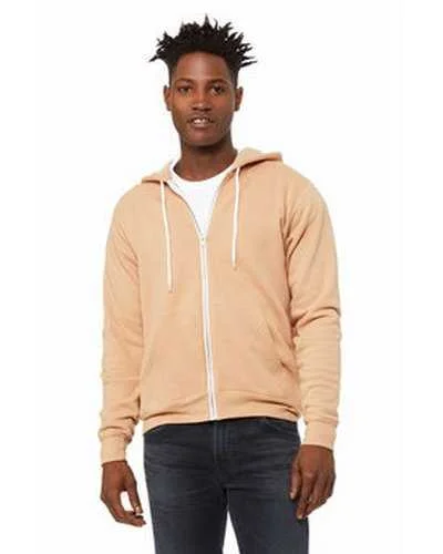 Bella + Canvas 3739 Unisex Poly-Cotton Fleece Full-Zip Hooded Sweatshirt - Heather Sand Dune