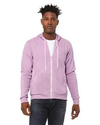 Bella + Canvas 3739 Unisex Poly-Cotton Fleece Full-Zip Hooded Sweatshirt - Lilac