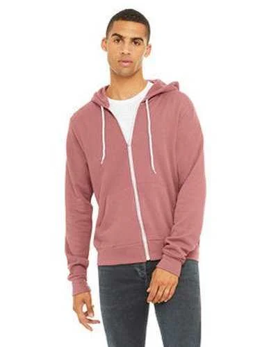 Bella + Canvas 3739 Unisex Poly-Cotton Fleece Full-Zip Hooded Sweatshirt - Mauve